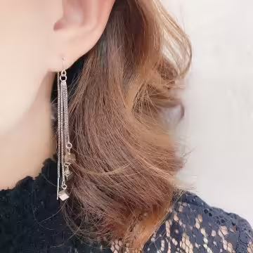 正方幾何流蘇×吊墜耳線