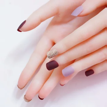 酒紅粉色金蔥霧面×穿戴式手指甲片×二十四入 .avif