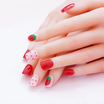 紅草莓甜心亮面×穿戴式手指甲片×二十四入 .avif