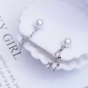 925銀針×小珍珠鍊條×後掛式耳針