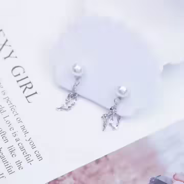 925銀針×小珍珠鍊條×後掛式耳針