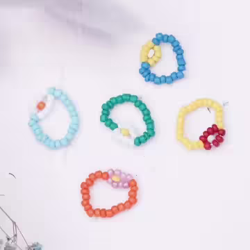 簡約小花串珠×五套件戒指組