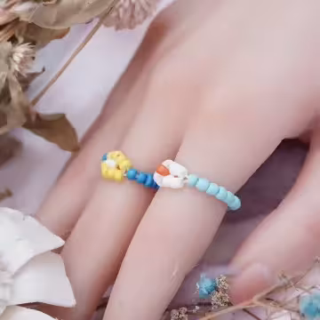 簡約小花串珠×五套件戒指組