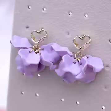 愛心紫花裙擺&times;吊墜耳環