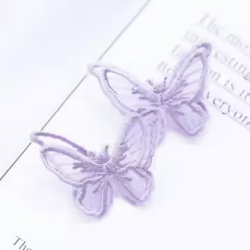 魅紫蕾絲刺繡紫蝴蝶×吊墜耳環