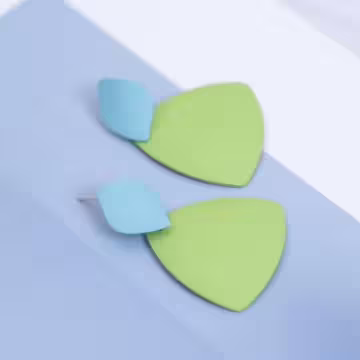 抽象綠葉雙色×吊墜耳環