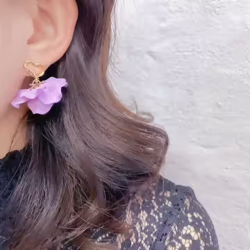 愛心紫花裙擺&times;吊墜耳環