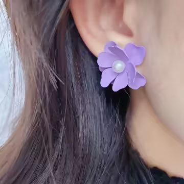 珍珠蕊紫花×吊墜耳環