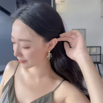 蛋黃珍珠小串流蘇×吊墜耳環