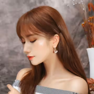 雙層晶鑽珍珠圓環×吊墜耳環