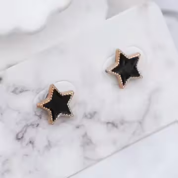 黑星星玫瑰金框×磁吸耳夾/裝飾小物