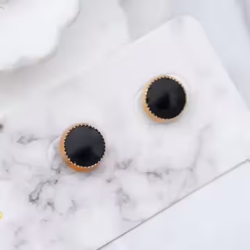 酷黑圓玫瑰金框×磁吸耳夾/裝飾小物