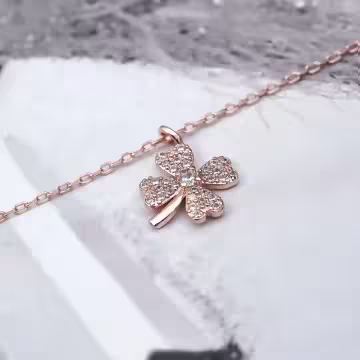 玫瑰金四葉幸運草×鎖骨項鍊