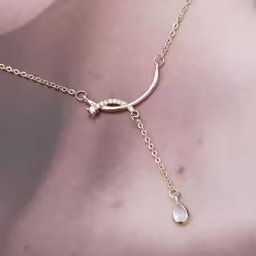 交織晶鑽垂墜水滴×鎖骨項鍊