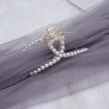 交叉氣質珍珠×鯊魚髮夾