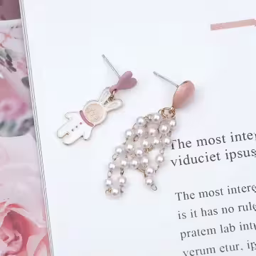 氣球飄飄愛心小兔&times;不對稱吊墜耳環