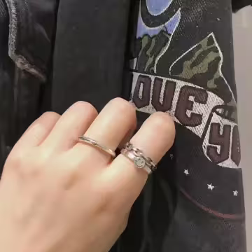 925銀飾×雙層笑臉鍊條×開口戒指