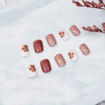 朱槿磚紅璀金亮面×穿戴式手指甲片×二十四入 .avif