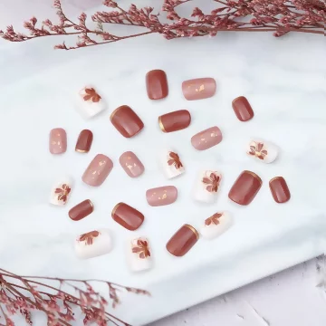 朱槿磚紅璀金亮面×穿戴式手指甲片×二十四入 .avif