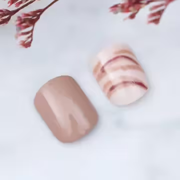 奶茶大理石紋亮面×穿戴式手指甲片×二十四入