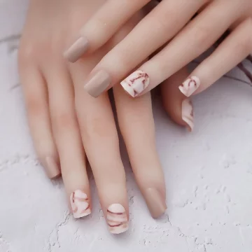 奶茶大理石紋亮面×穿戴式手指甲片×二十四入 .avif