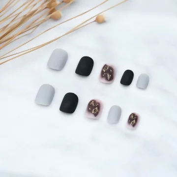 黑灰迷煙金蔥霧面×穿戴式手指甲片×二十四入 .avif