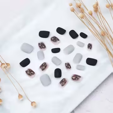 黑灰迷煙金蔥霧面×穿戴式手指甲片×二十四入