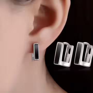 黑線條四方塊×耳扣