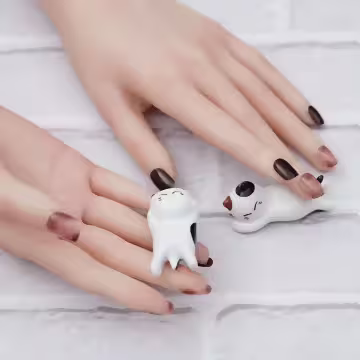 迷霧棕煙深咖亮面×穿戴式手指甲片×二十四入