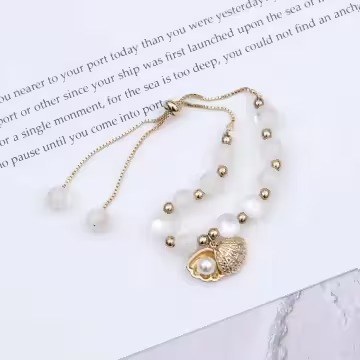 貓眼石貝殼珍珠×抽拉式手鍊