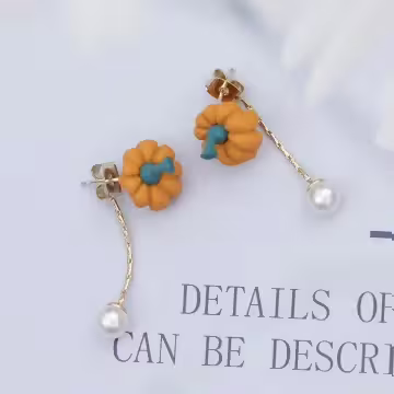 搞怪南瓜珍珠×後掛式耳環