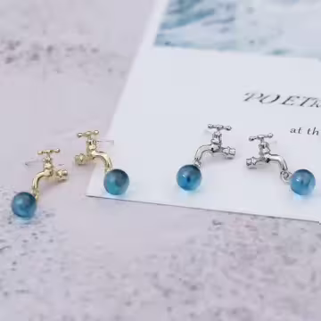 滴水的水龍頭×吊墜耳環×共二色