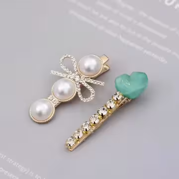 綠色愛心小熊熊×五套件髮夾組