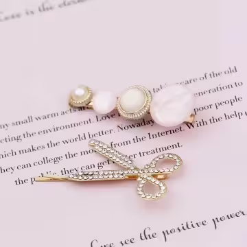 粉嫩貝殼花小剪刀×五套件髮夾組