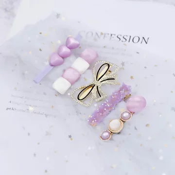 魅紫晶鑽蝴蝶結愛心×五套件髮夾組.avif