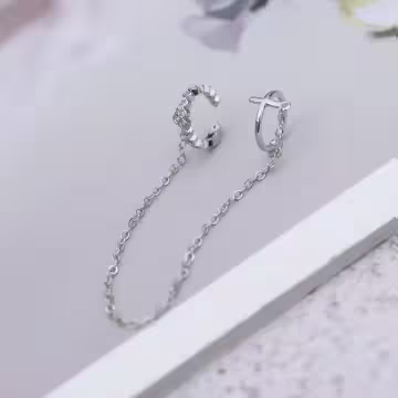 十字晶鑽相連×單邊U型耳骨夾