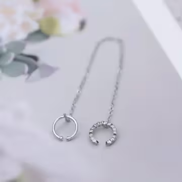 十字晶鑽相連×單邊U型耳骨夾