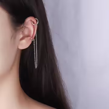 十字晶鑽相連×單邊U型耳骨夾