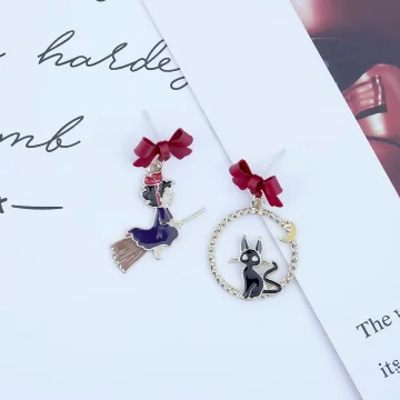 小魔女與黑貓&times;不對稱吊墜耳環.avif