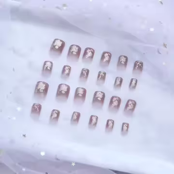 漸層粉璀燦金蔥亮面×穿戴式手指甲片×二十四入