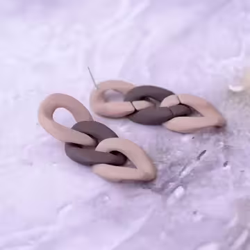 棕咖個性鍊條相扣×吊墜耳環