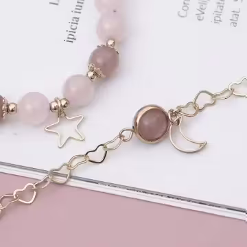 星月莓紅粉晶×二套件串珠手鍊組