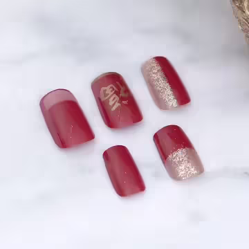 福到金蔥喜氣紅亮面×穿戴式手指甲片×二十四入