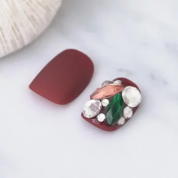 焦糖紅晶鑽寶石霧面×穿戴式手指甲片×二十四入 .avif