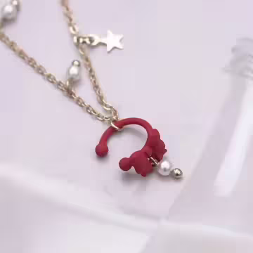 許願小熊紅蝴蝶結×單邊耳骨吊墜耳針