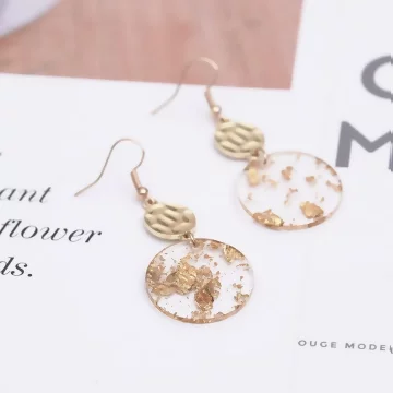 金箔壓克力波面圓形×吊墜耳勾.avif