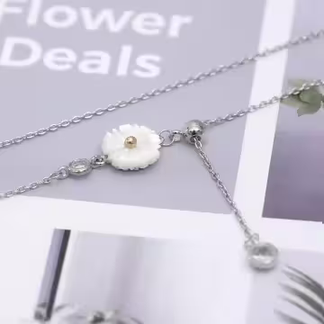 925銀飾×小白雛菊×抽拉鎖骨項鍊