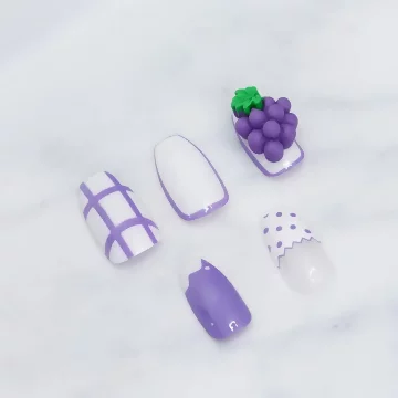 紫葡萄網格點點亮面×穿戴式手指甲片×二十四入 .avif