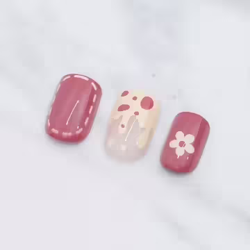 雪糕流心磚紅花朵亮面&times;穿戴式手指甲片&times;二十四入