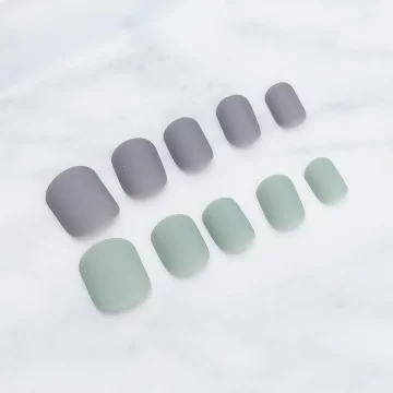 薄荷綠奶奶灰跳色霧面×穿戴式手指甲片×二十四入 .avif
